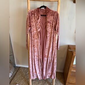 BOGO Luxurious faux Velvet Long duster in Rose by
